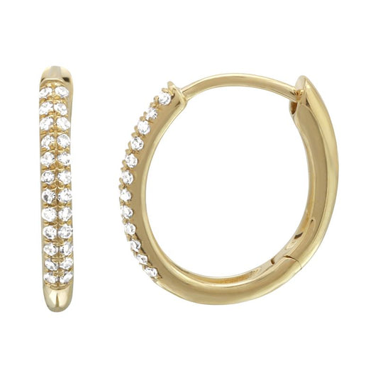 14k Yellow Gold Pavé Diamond Huggie Earrings (12 × 13 mm)