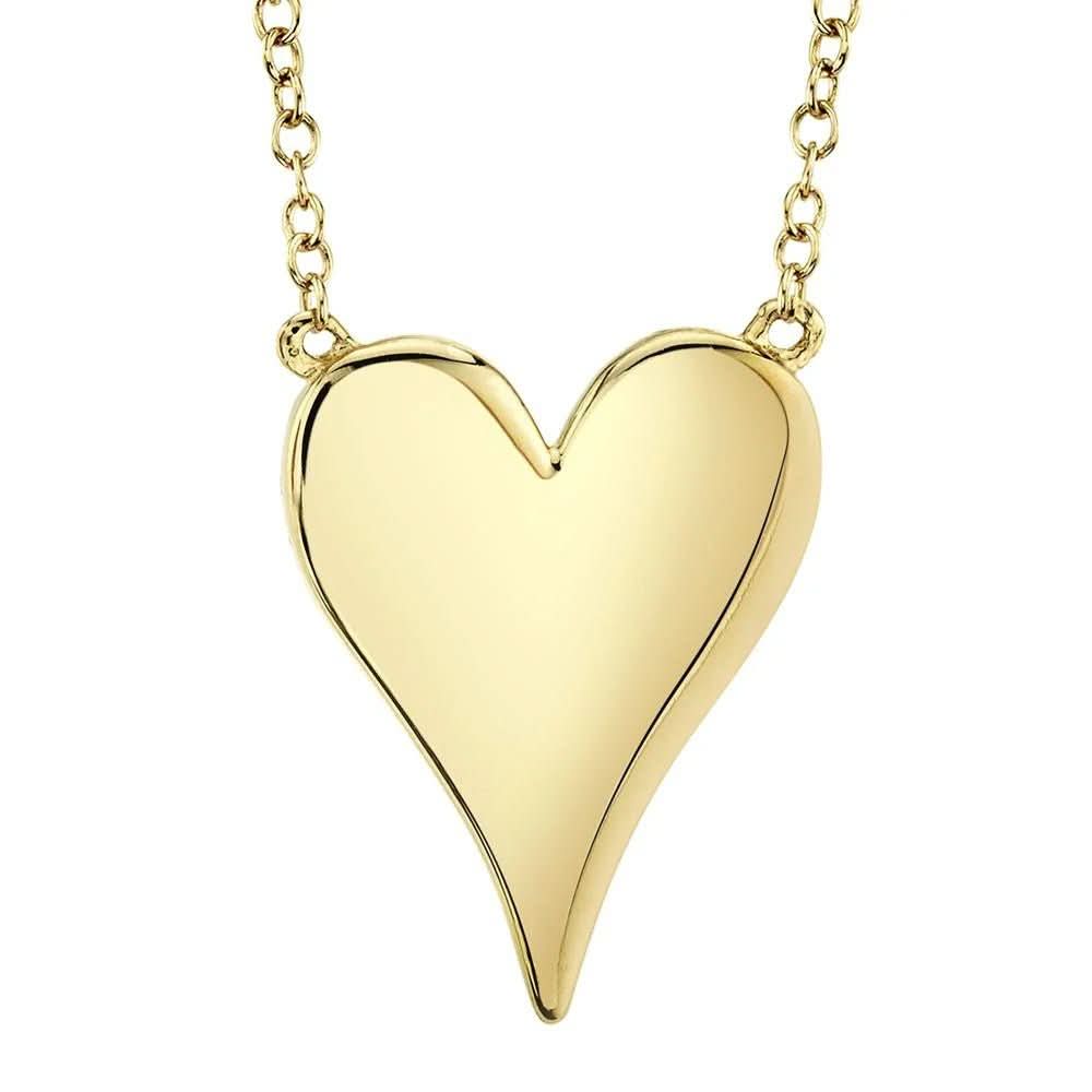 14K Yellow Gold Pave Diamond Heart Necklace - Large - Susan Blake Jewelry
