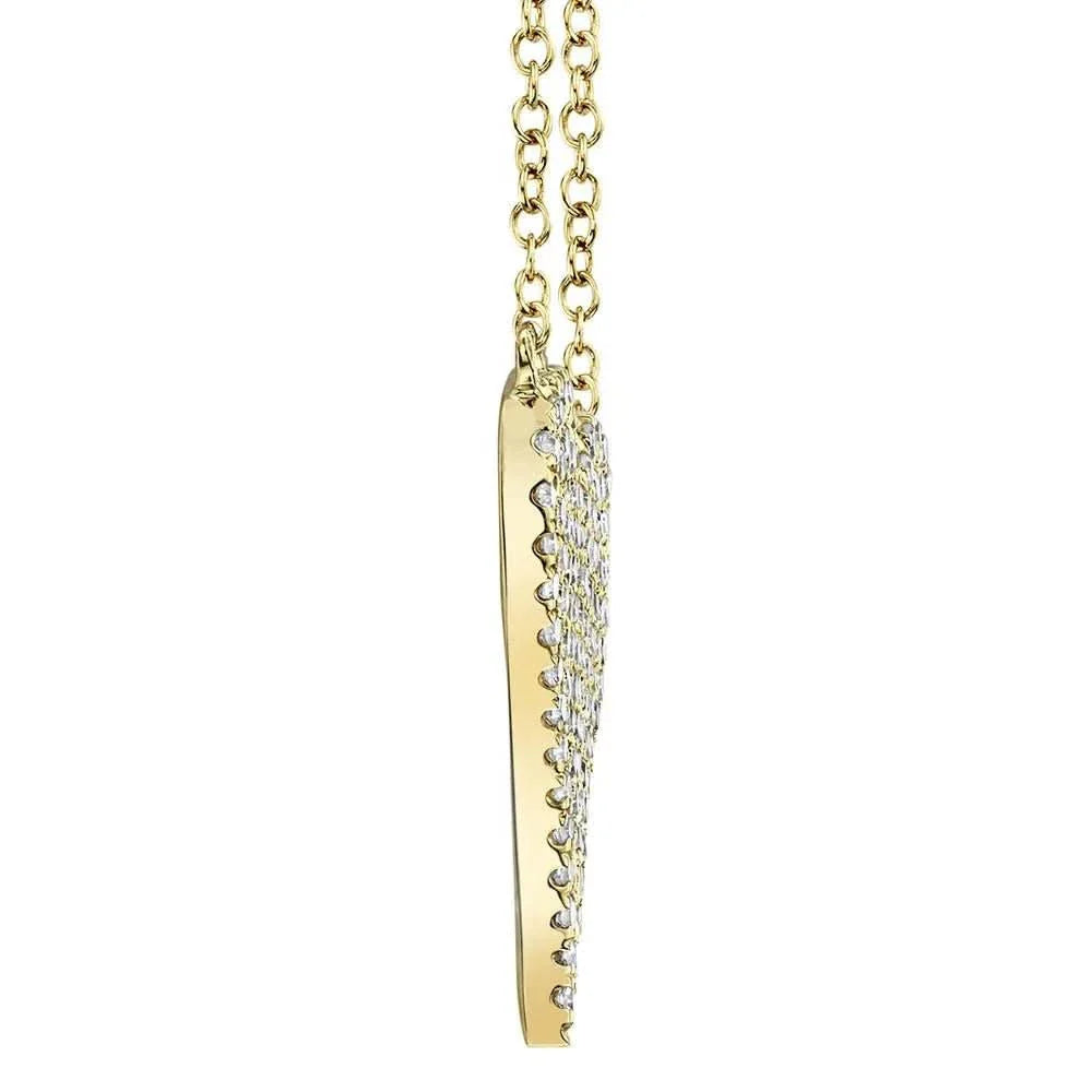 14K Yellow Gold Pave Diamond Heart Necklace - Large - Susan Blake Jewelry