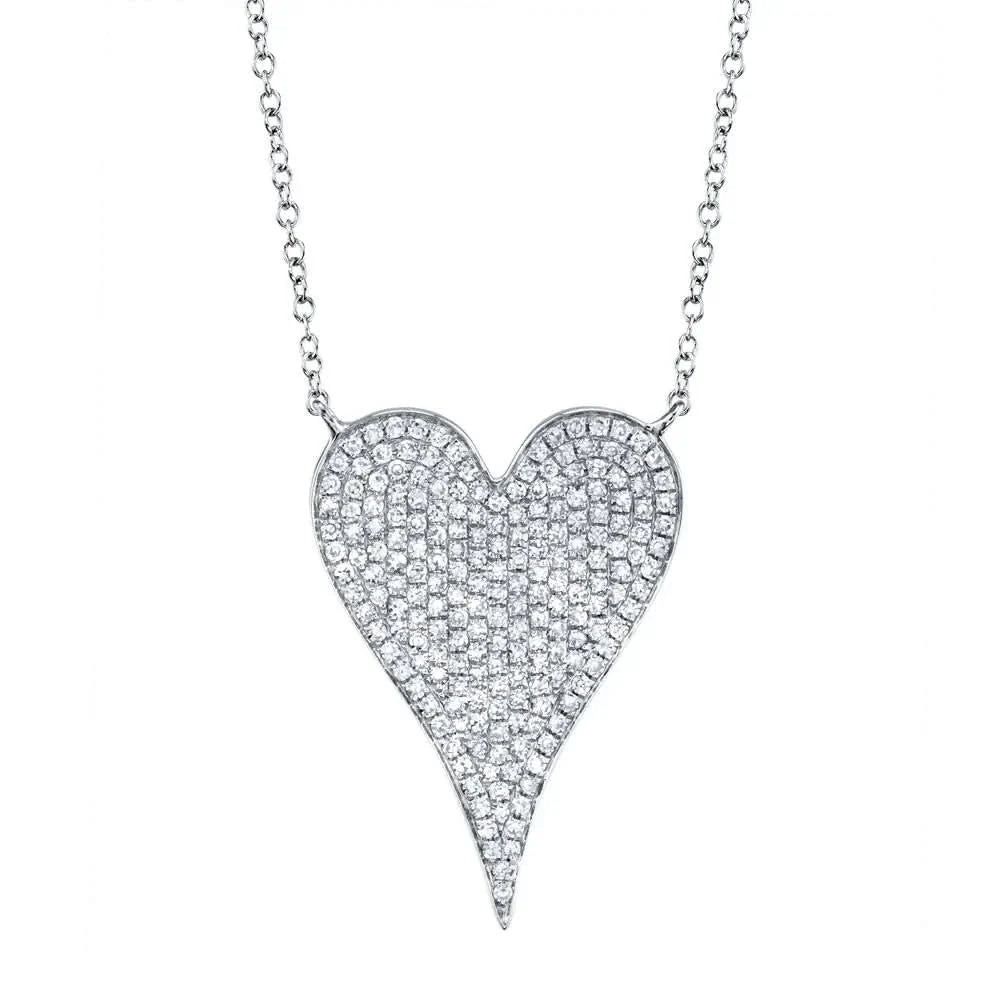 14K Yellow Gold Pave Diamond Heart Necklace - Large, alternate view 2