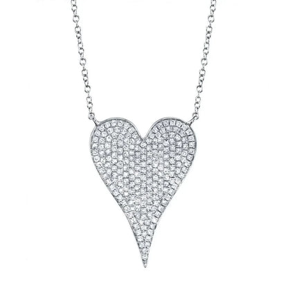 14K Yellow Gold Pave Diamond Heart Necklace - Large, alternate view 2