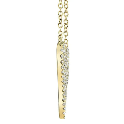 14K Yellow Gold Pave Diamond Heart Necklace - Large, alternate view 4
