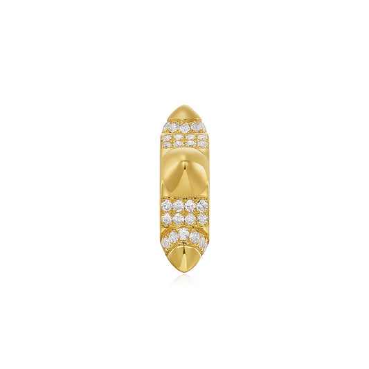 14K Yellow Gold Pave Diamond Spike Rondelle – 0.13ct