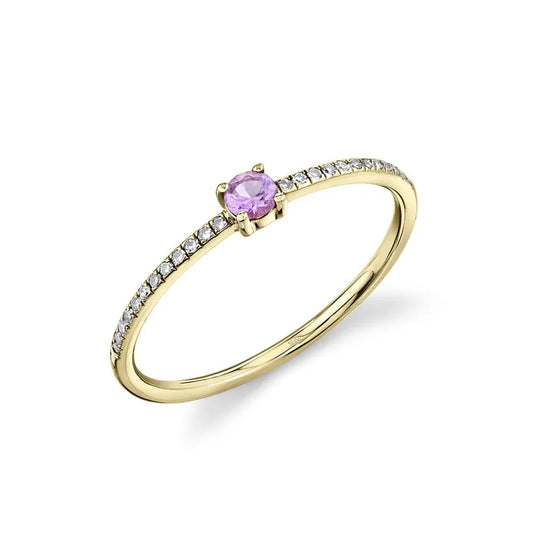 14K Yellow Gold Pink Sapphire & Diamond Ring