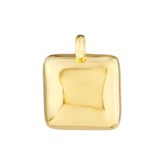 14K Yellow Gold Puffed Square Charm