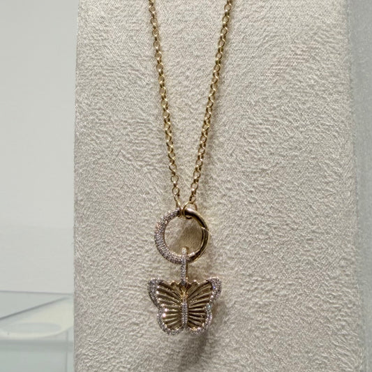 14k Yellow Gold Push Clasp Connector Rolo Chain Necklace