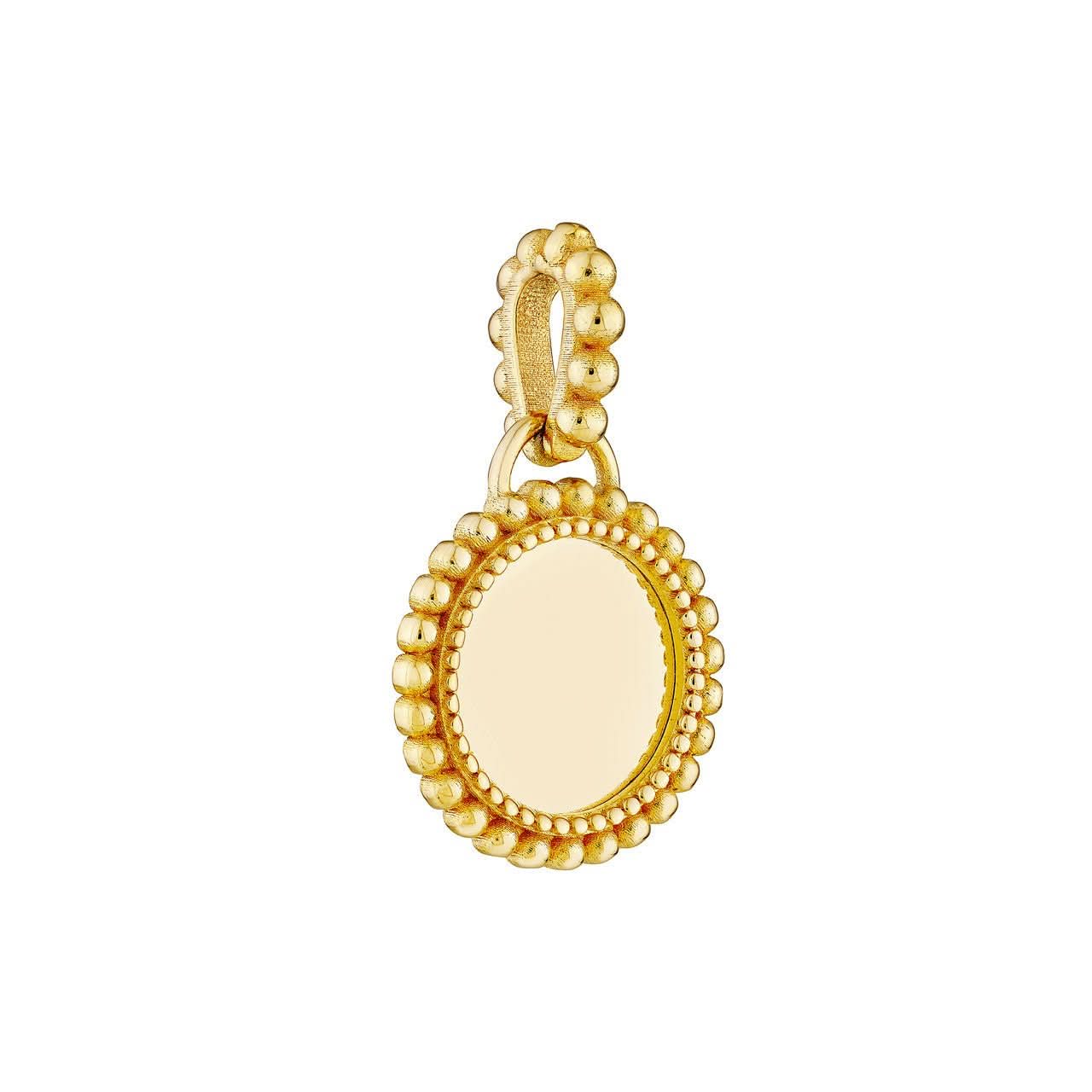 14K Yellow Gold Round Beaded Pendant - Susan Blake Jewelry