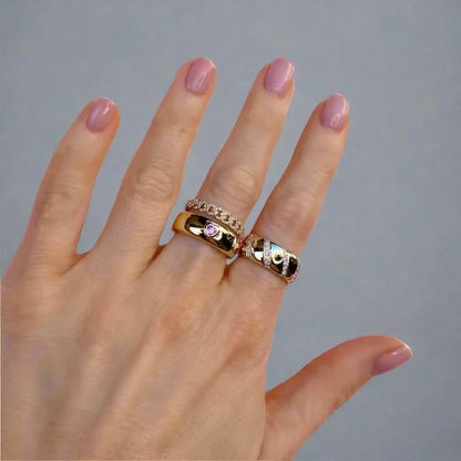 14K Yellow Gold Round Diamond Link Band, alternate view 3