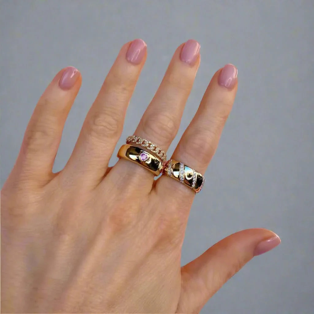 14K Yellow Gold Round Diamond Link Band, alternate view 5