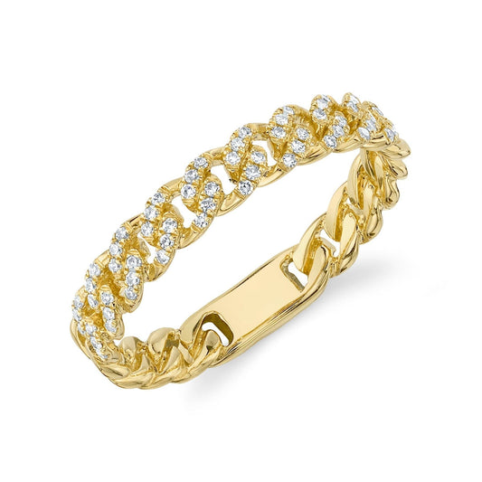 14K Yellow Gold Round Diamond Link Band