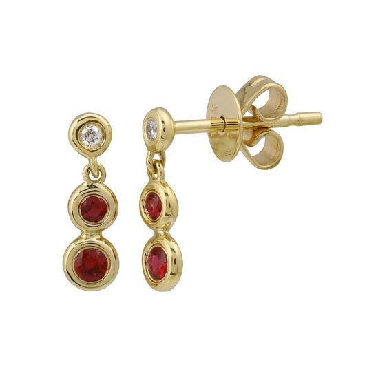 14k Yellow Gold Ruby Stud Earrings