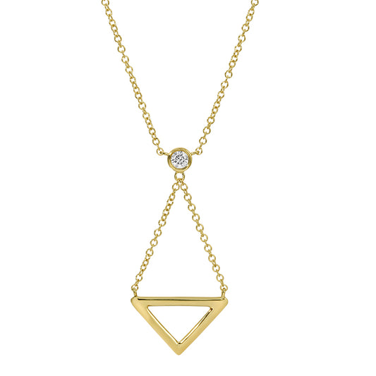 14K Yellow Gold Solitaire Diamond Necklace
