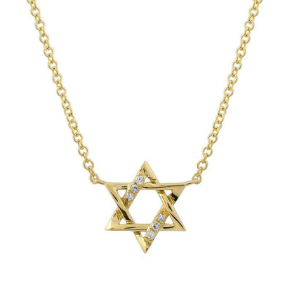 14k Yellow Gold Star Of David Diamond Necklace - Susan Blake Jewelry