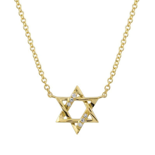 14k Yellow Gold Star Of David Diamond Necklace - Susan Blake Jewelry