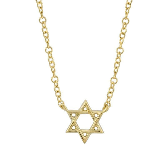 14k Yellow Gold Star of David Necklace