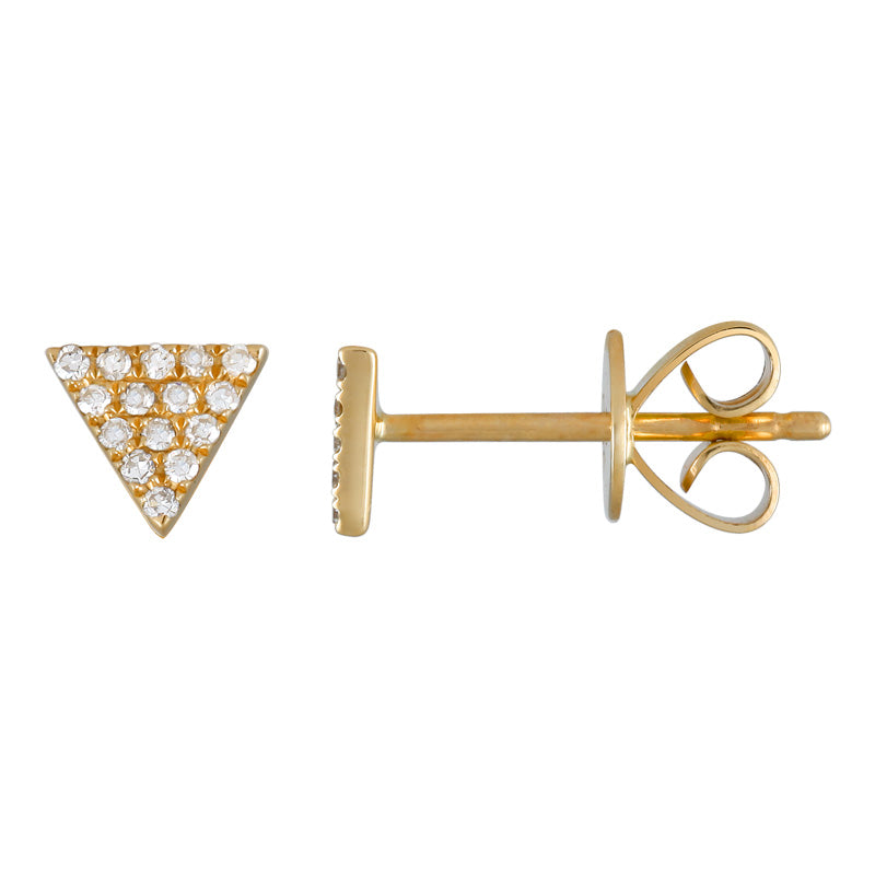 14k Yellow Gold Triangle Diamond Stud Earrings – 0.07 CT