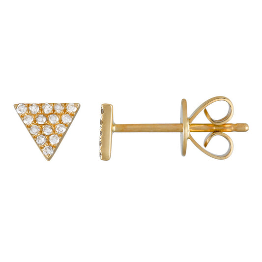 14k Yellow Gold Triangle Diamond Stud Earrings – 0.07 CT