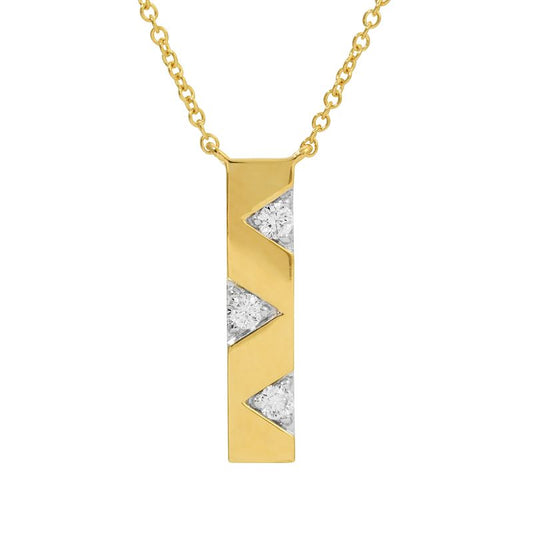 14K Yellow Gold Triangle Pattern Diamond Necklace