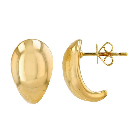 14k Yellow Gold Puffed Droplet Stud Earrings