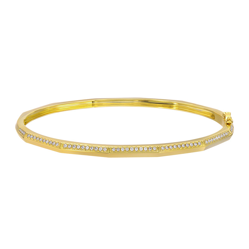 14k Yellow Gold Geometric Diamond Bangle