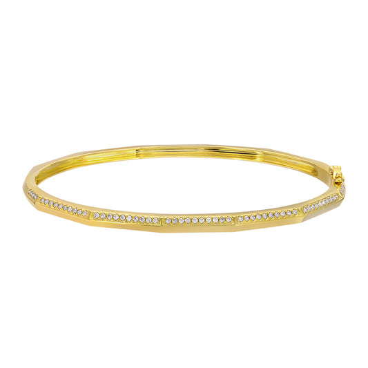 14k Yellow Gold Geometric Diamond Bangle