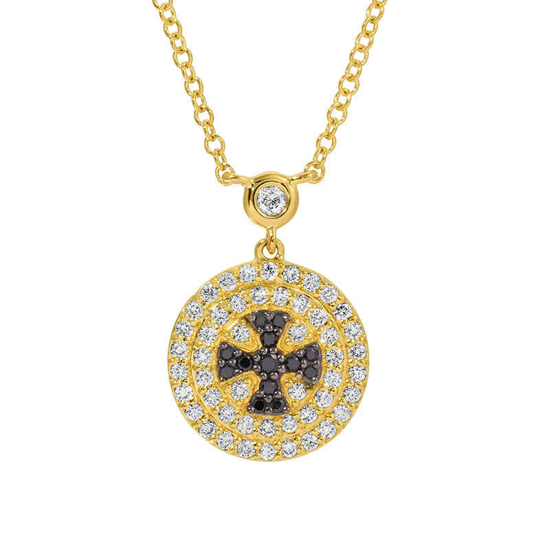 14K Yellow Gold Black Diamond Necklace