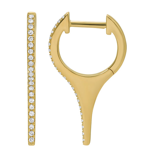14k Yellow Gold Diamond Spike Huggie Earrings (21mm)