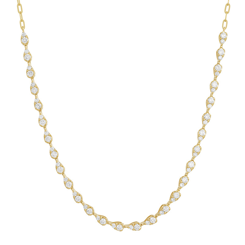 14K Yellow Gold Station Diamond Chain Necklace
