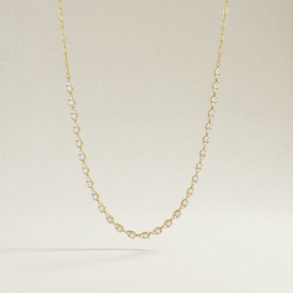 14K Yellow Gold Station Diamond Chain Necklace
