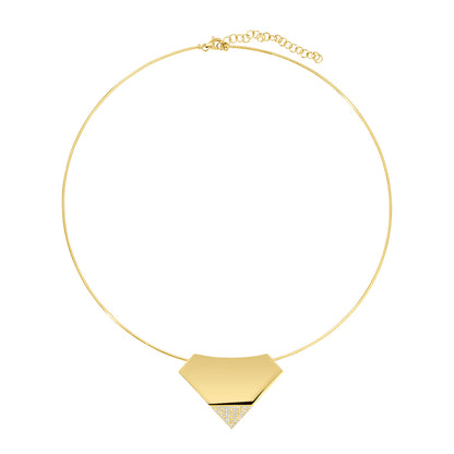 14K Yellow Gold Skinny Omega Chain Diamond Necklace