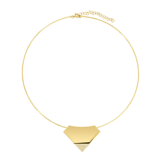 14K Yellow Gold Skinny Omega Chain Diamond Necklace