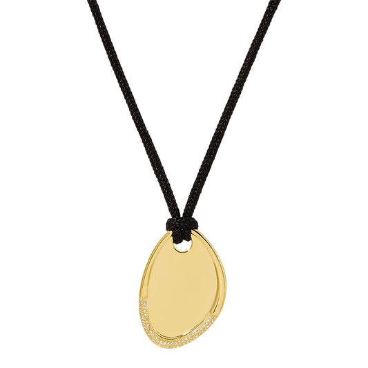 14k Golden Teardrop Cord Necklace with Diamonds