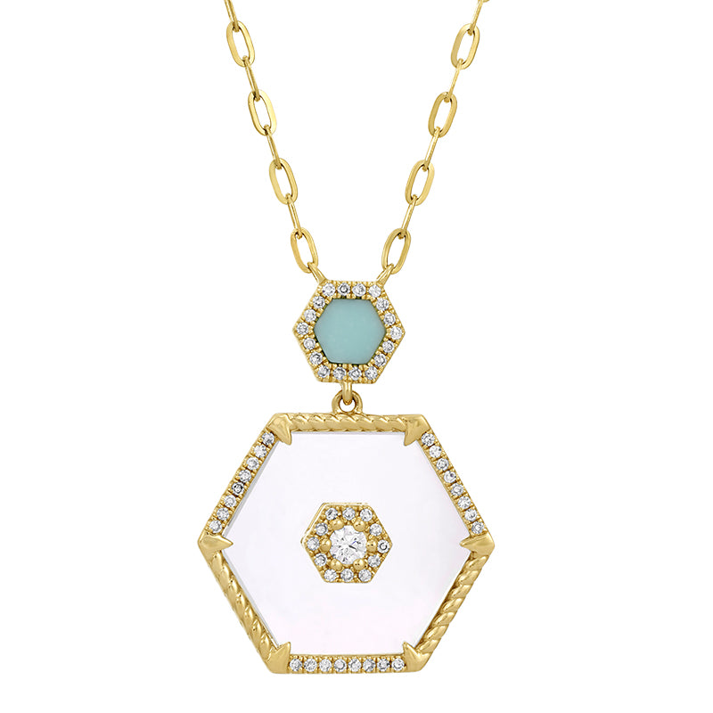 14K Yellow Gold Sapphire Crystal Necklace