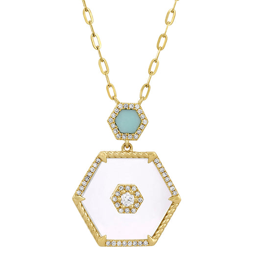 14K Yellow Gold Sapphire Crystal Necklace