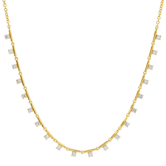 Diamond Bar Station Necklace in 14K Gold