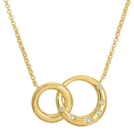 14K yellow gold diamond interlocking circle necklace