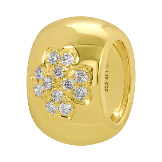 14k Yellow Gold Diamond Clover Rondelle