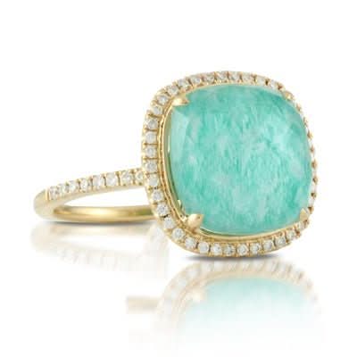 18K Gold Amazonite Diamond Accent Ring - Susan Blake Jewelry