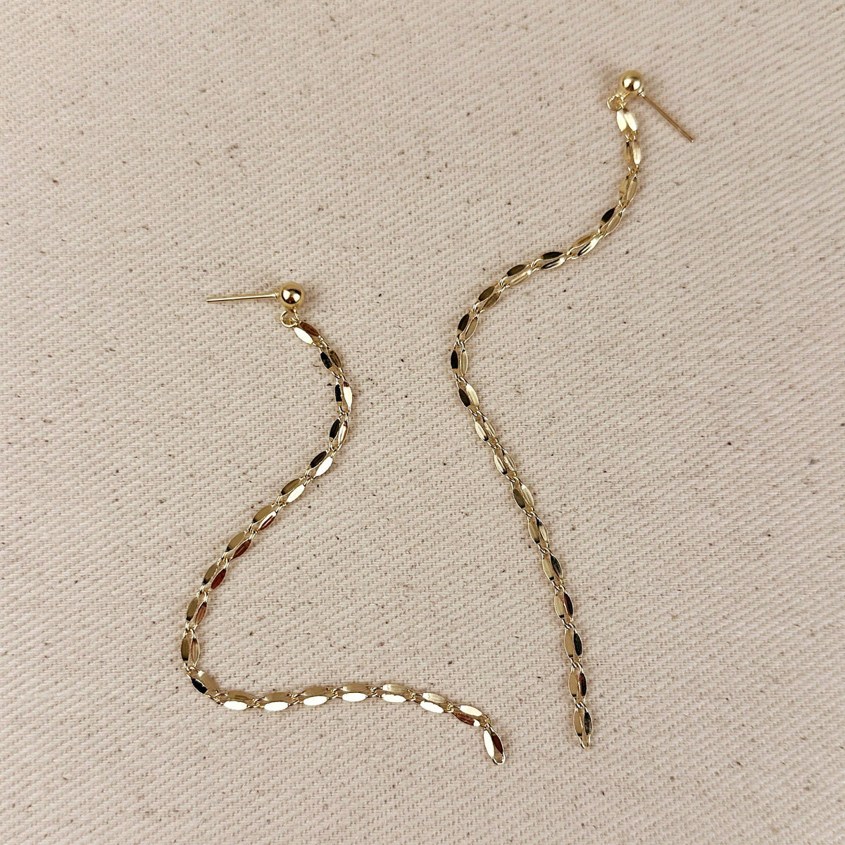 18k Gold Filled Chain Drop Duster Earrings, alternate view 2