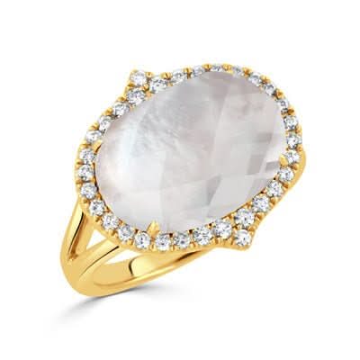 18K Gold Quartz & Pearl Diamond Ring - Susan Blake Jewelry