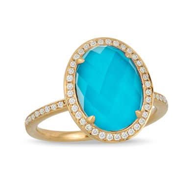 18K Gold Turquoise Diamond Elegance Ring - Susan Blake Jewelry