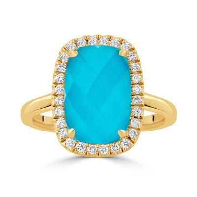18K Gold Turquoise Diamond Ring - Susan Blake Jewelry
