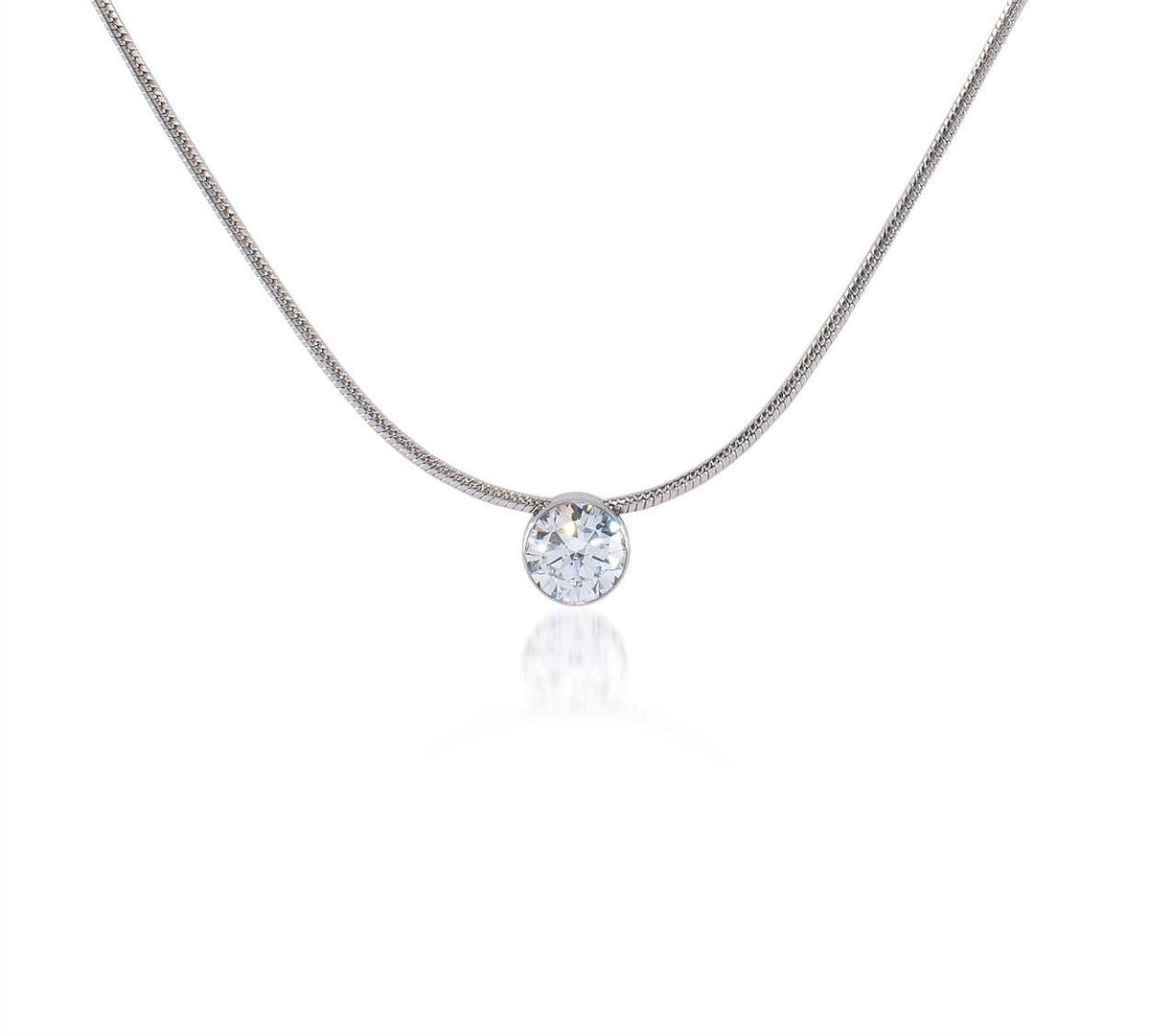 1Ct Solitaire Pendant on Structured Snake Chain, alternate view 4