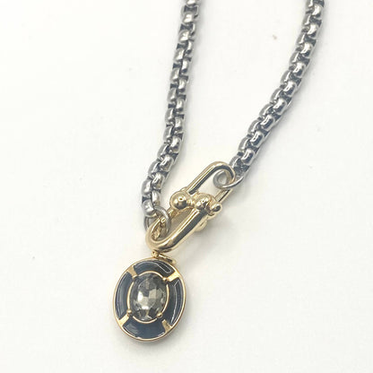 Mixed metal charm bar necklace 