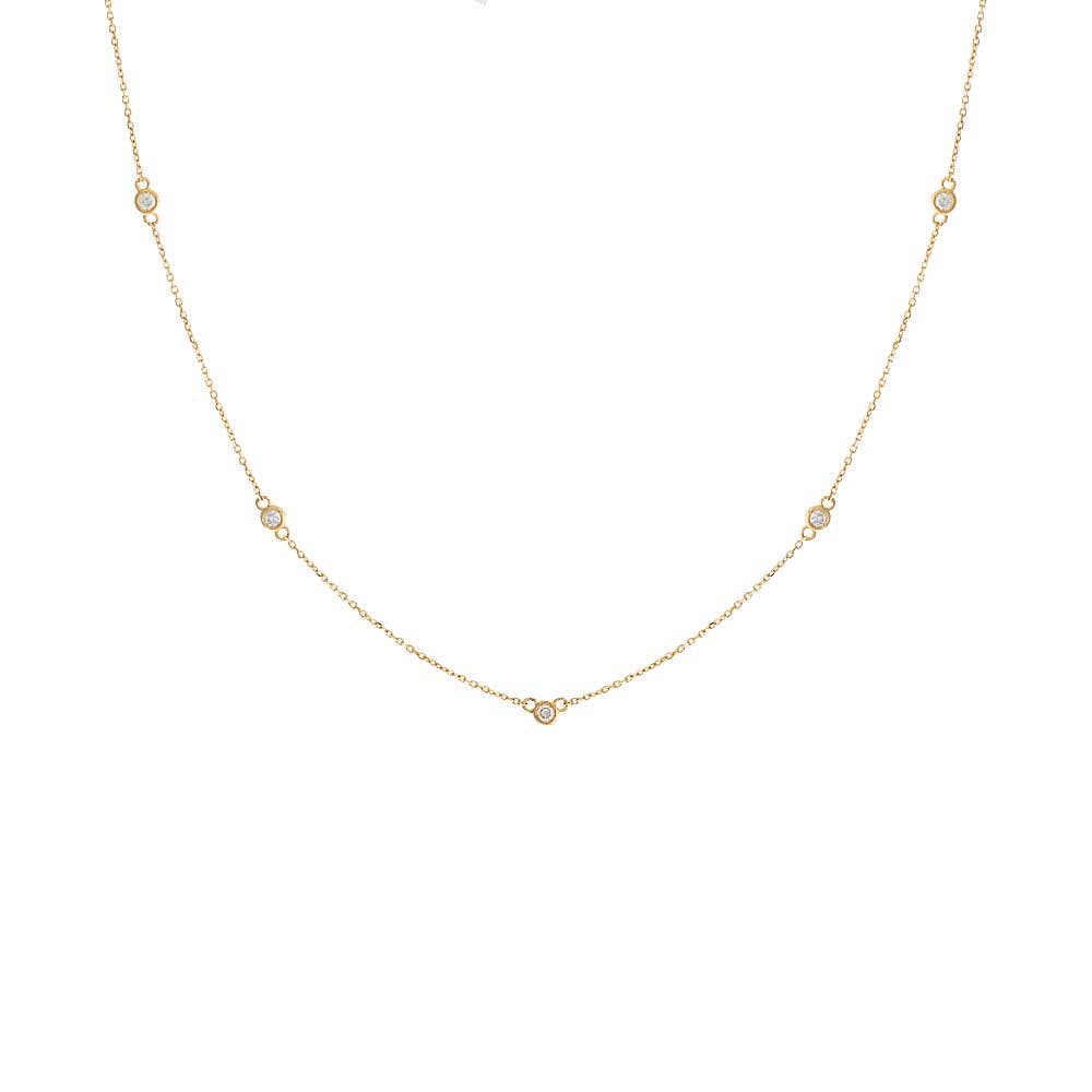 14K Yellow Gold Diamond By the Yard Necklace (0.20 ctw)