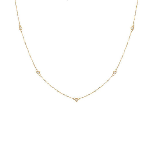 14K Yellow Gold Diamond By the Yard Necklace (0.20 ctw)