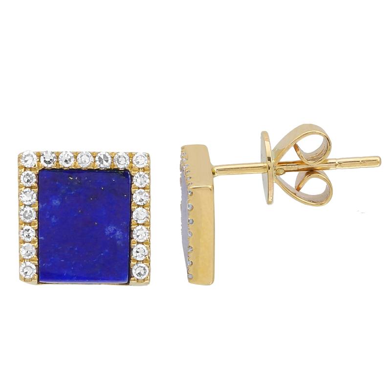 14K Yellow Gold Gemstone Stud Earrings