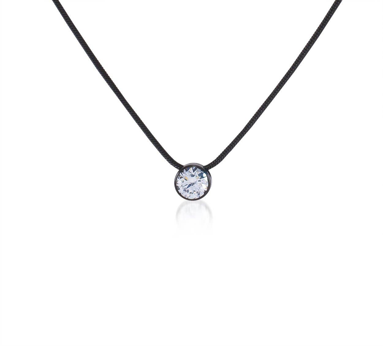 1Ct Solitaire Pendant on Structured Snake Chain