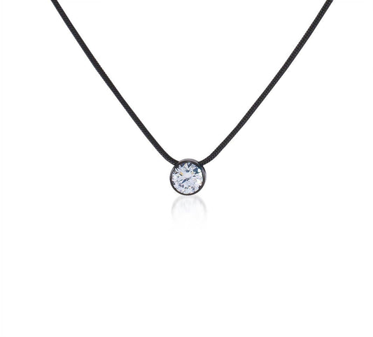 1Ct Solitaire Pendant on Structured Snake Chain