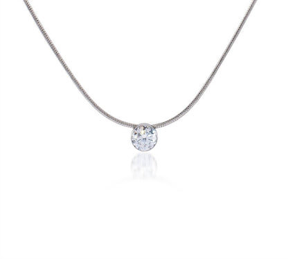 1Ct Solitaire Pendant on Structured Snake Chain